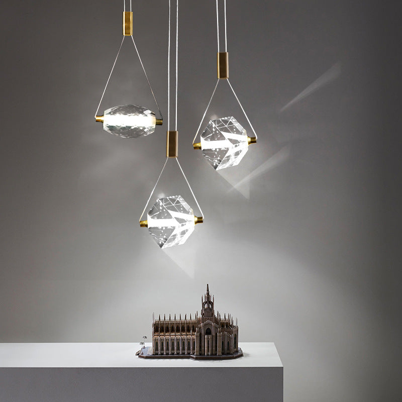 Myth Angel Square Crystal Long Raindrop Foyer Chandelier