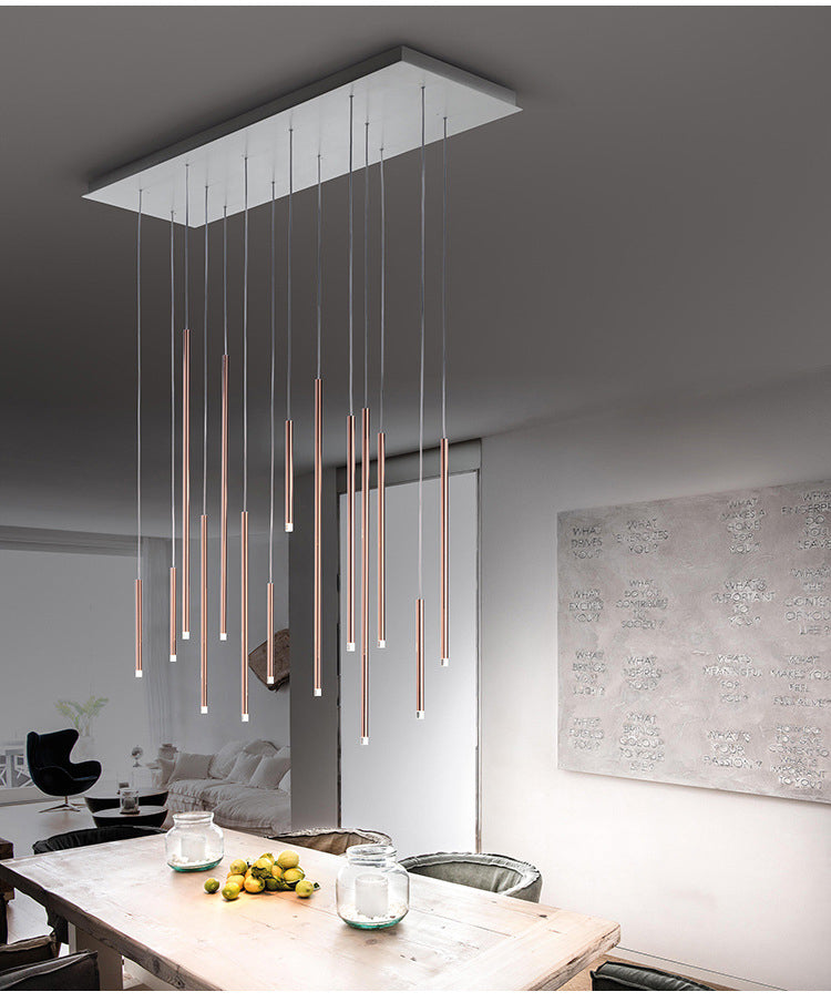 Cluster Tube Contemporary Chandelier for High Ceiling Stairwell Foyer and Lobby
