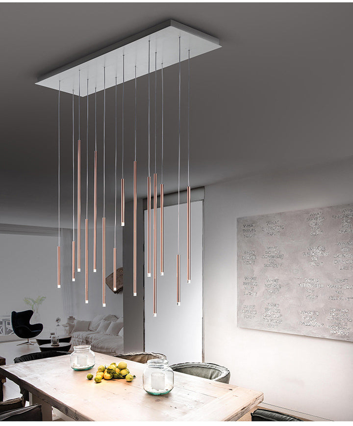 Cluster Tube Contemporary Chandelier for High Ceiling Stairwell Foyer and Lobby
