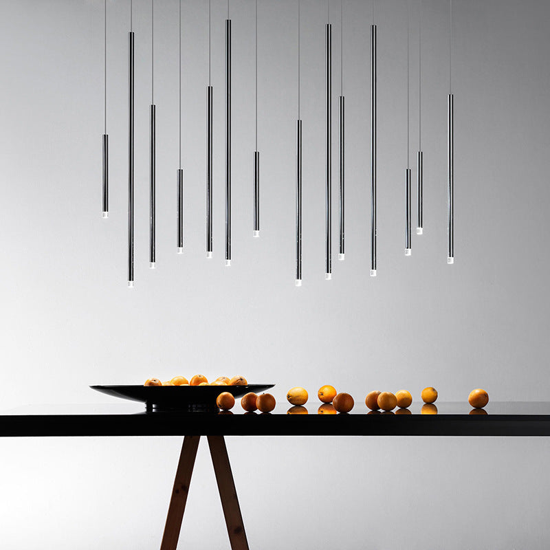Cluster Tube Contemporary Chandelier for High Ceiling Stairwell Foyer and Lobby