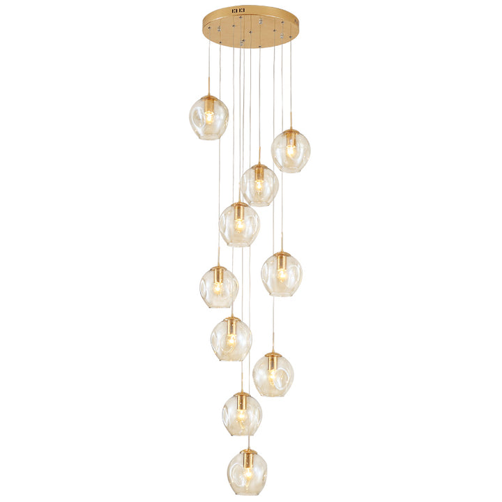 Nordic Raindrop LED Concave Glass Globe Hallway Chandelier