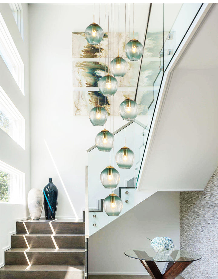 Nordic Raindrop LED Concave Glass Globe Hallway Chandelier