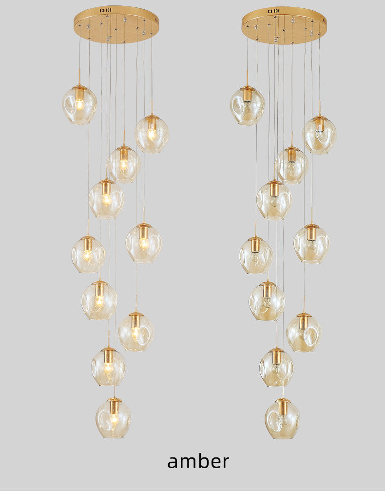 Nordic Raindrop LED Concave Glass Globe Hallway Chandelier