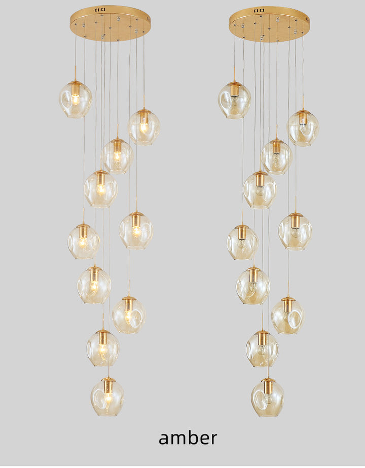 Nordic Raindrop LED Concave Glass Globe Hallway Chandelier