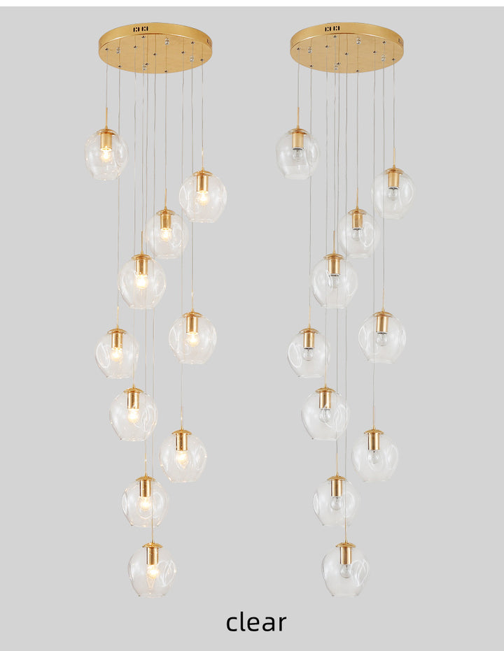 Nordic Raindrop LED Concave Glass Globe Hallway Chandelier