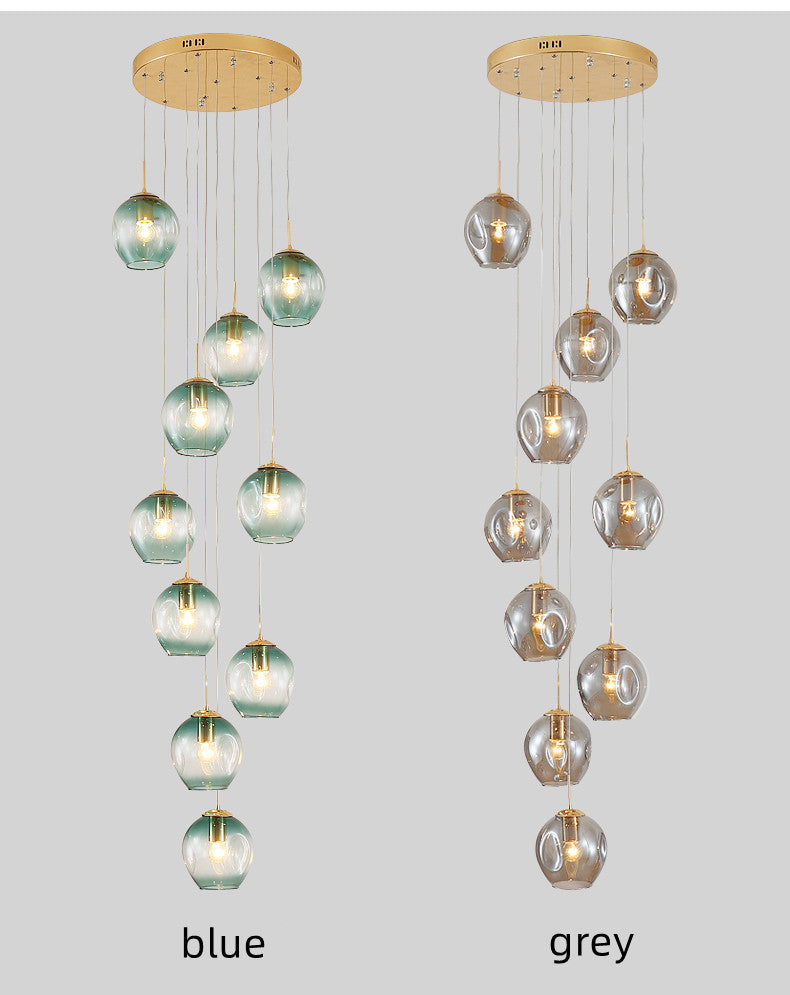 Nordic Raindrop LED Concave Glass Globe Hallway Chandelier