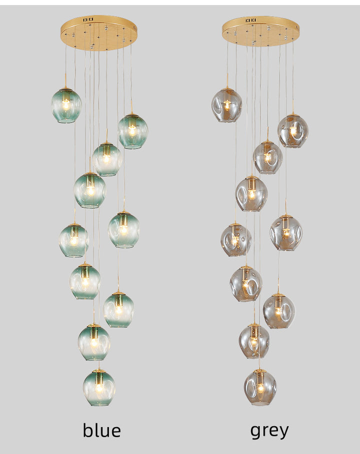 Nordic Raindrop LED Concave Glass Globe Hallway Chandelier