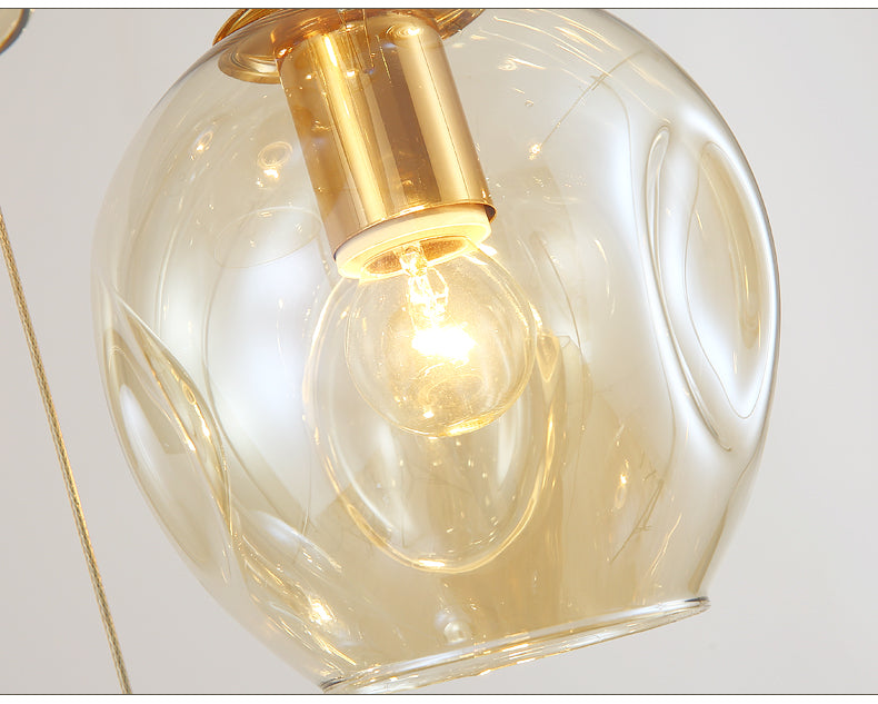 Nordic Raindrop LED Concave Glass Globe Hallway Chandelier