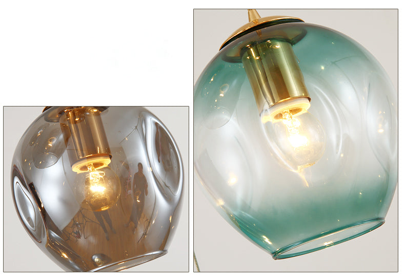 Nordic Raindrop LED Concave Glass Globe Hallway Chandelier