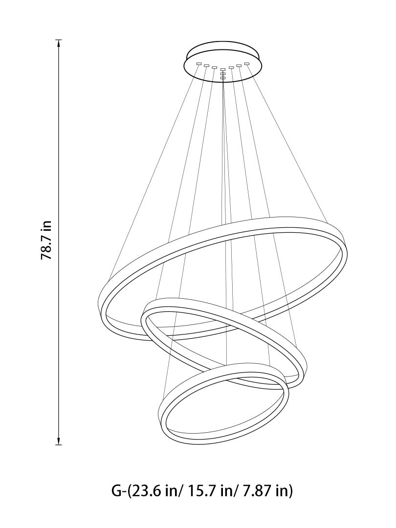 Circle Linear Moderne Leuchte für Wohnzimmer und Foyer mit hohen Decken