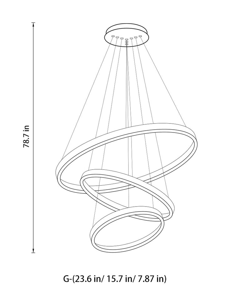 Circle Linear Moderne Leuchte für Wohnzimmer und Foyer mit hohen Decken