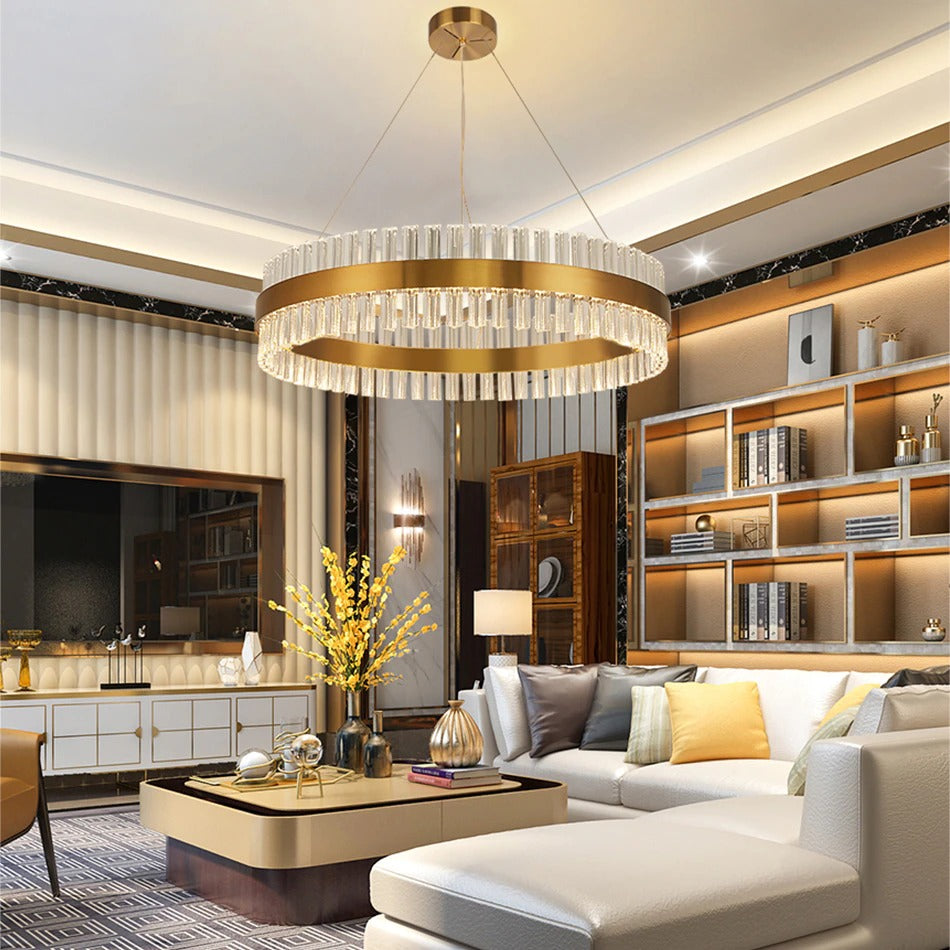Circle Ring Luxury Crystal Flush Mount Ceiling Light Living Room