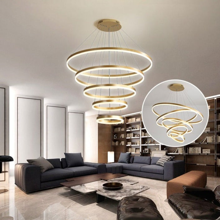 Circle Linear Modern Lighting Fixture for Living Room and High Ceiling Foyer