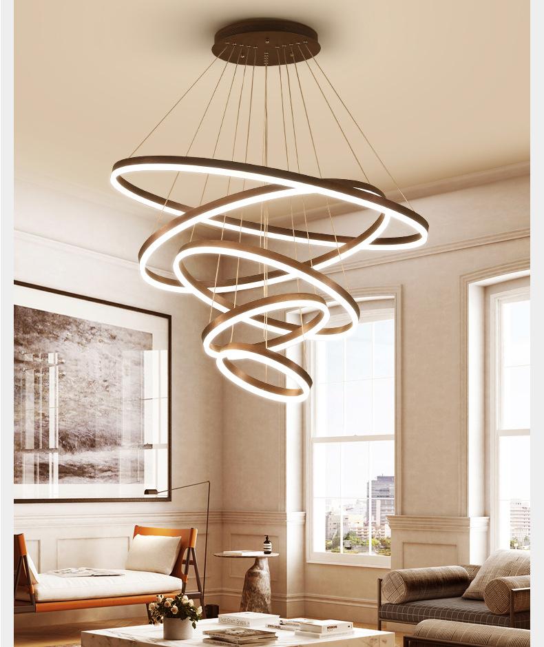 Circle Linear Modern Lighting Fixture for Living Room and High Ceiling Foyer