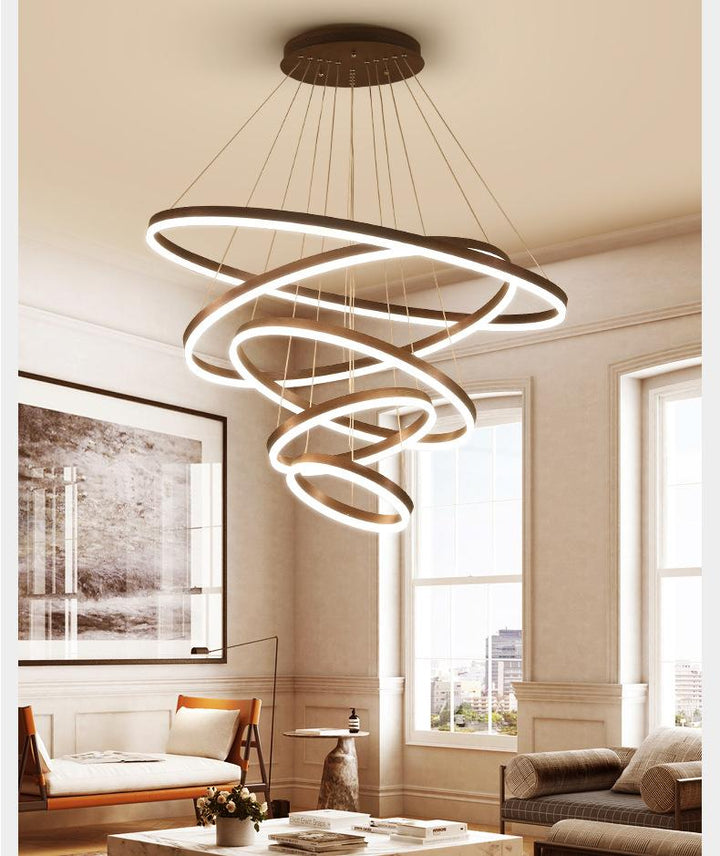 Circle Linear Modern Lighting Fixture for Living Room and High Ceiling Foyer