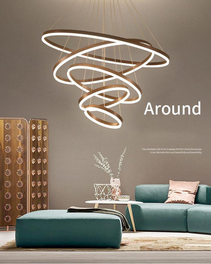 Circle Linear Modern Lighting Fixture for Living Room and High Ceiling Foyer