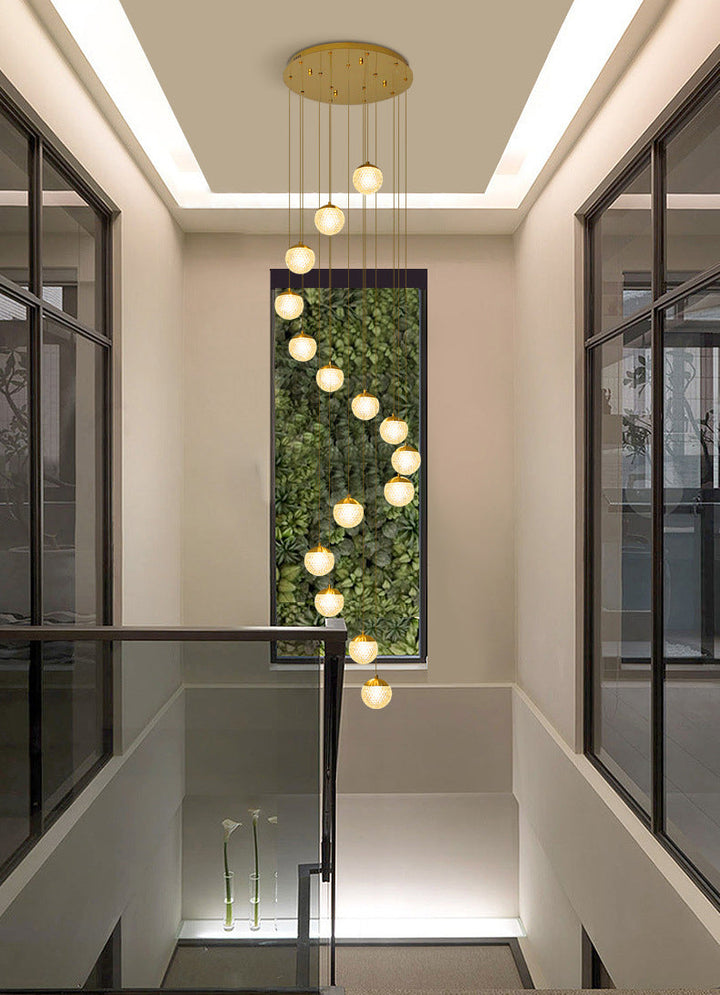 Large Sparkling Led Globes Chandelier For Floating Stair and Lobby Decor