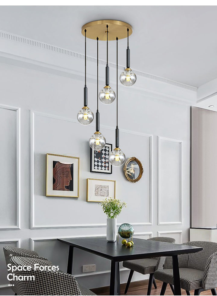 Modern Glass Bubble Chandelier Light For Spiral Staircase And Split-Level Home