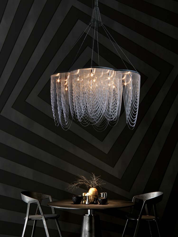 Modern Creative Aluminum Chain Tassel Flower Chandelier