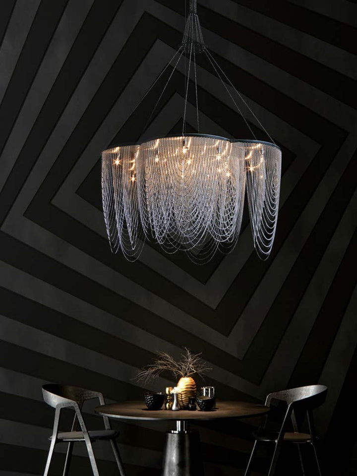 Modern Creative Aluminum Chain Tassel Flower Chandelier
