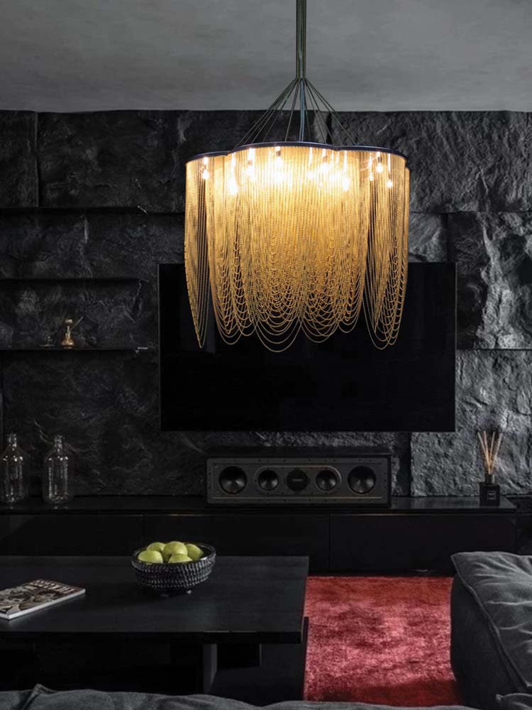 Modern Creative Aluminum Chain Tassel Flower Chandelier