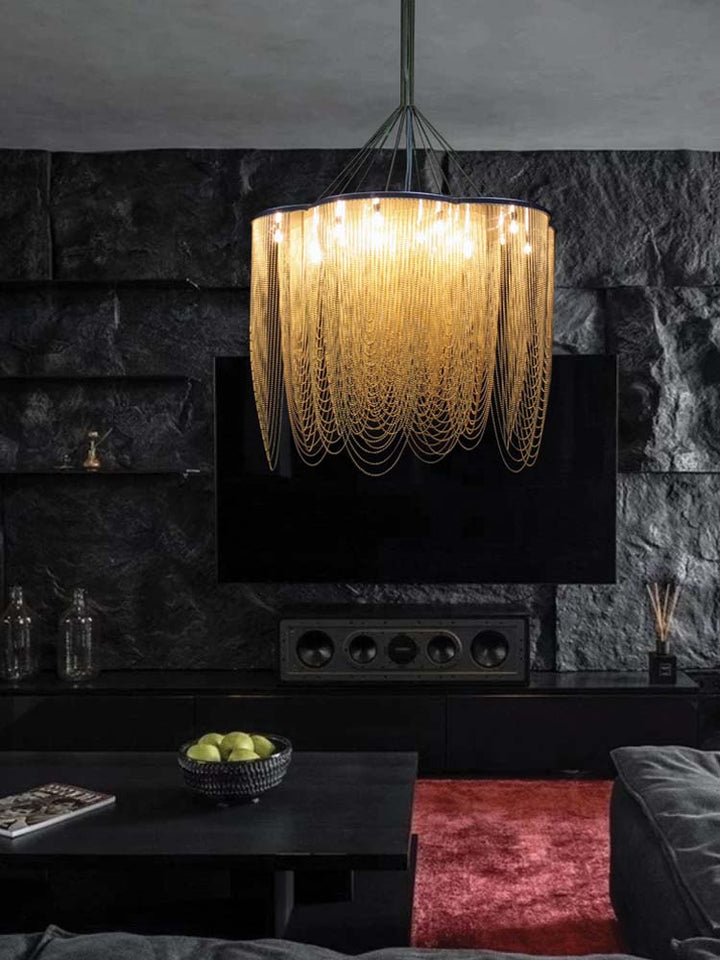 Modern Creative Aluminum Chain Tassel Flower Chandelier