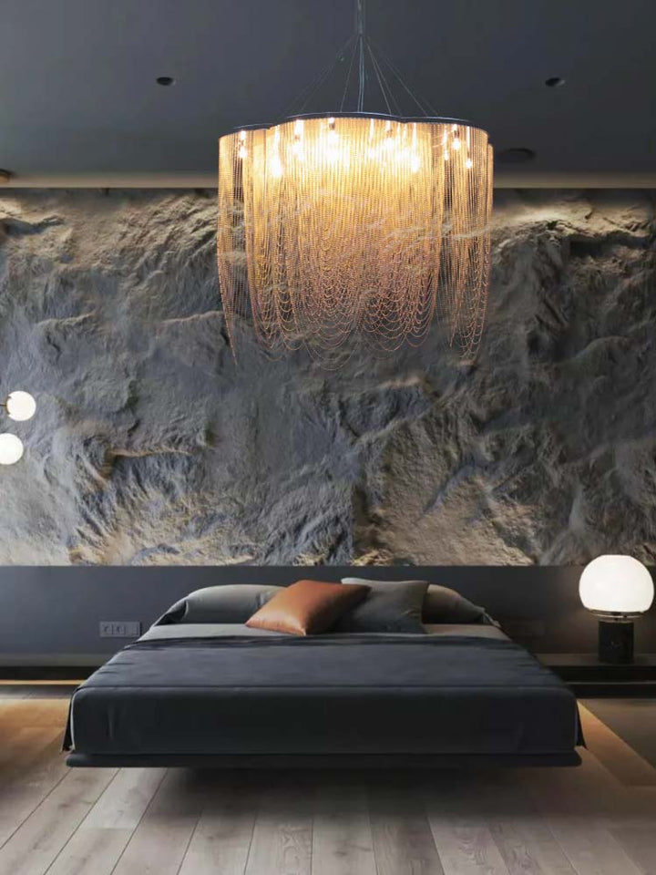 Modern Creative Aluminum Chain Tassel Flower Chandelier
