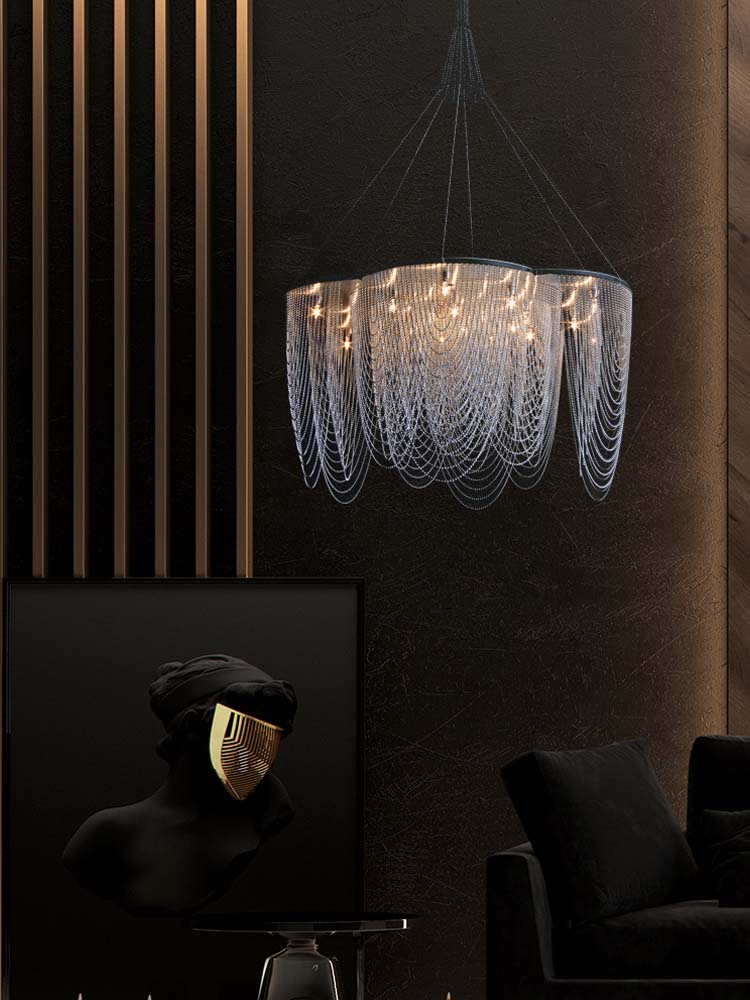 Modern Creative Aluminum Chain Tassel Flower Chandelier
