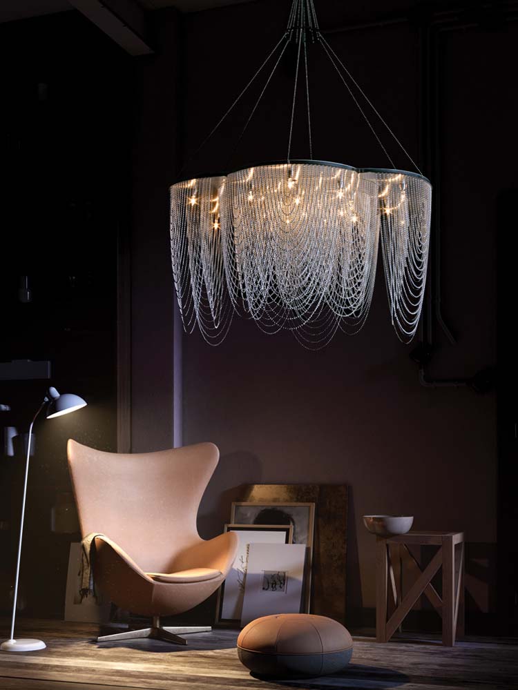 Modern Creative Aluminum Chain Tassel Flower Chandelier