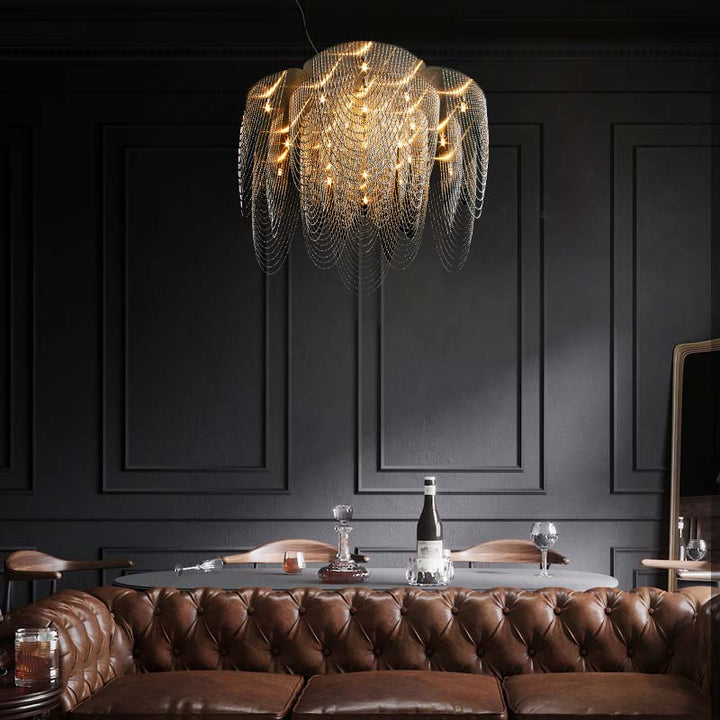 Modern Creative Aluminum Chain Tassel Flower Chandelier