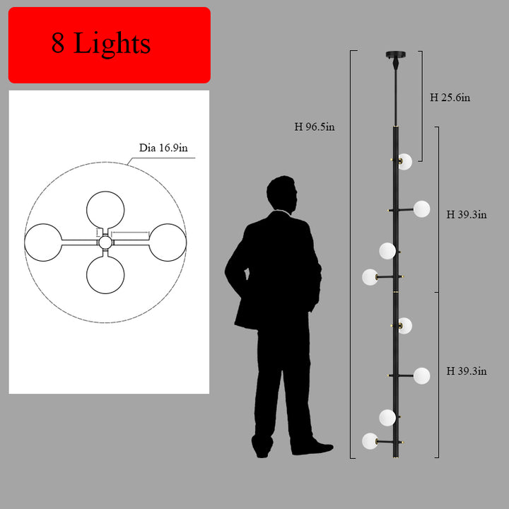 Mondrian Metal Tubular Chandelier Ceiling Light