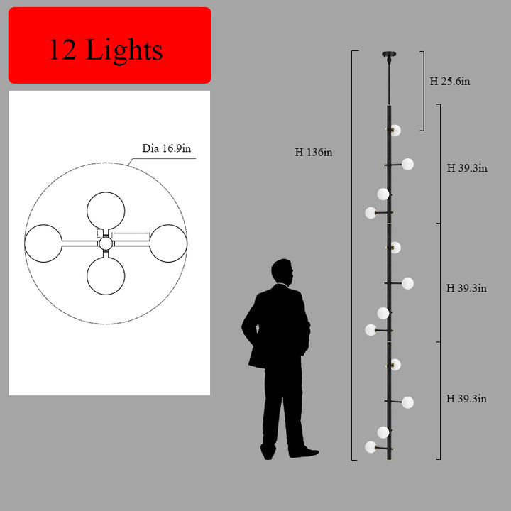 Mondrian Metal Tubular Chandelier Ceiling Light