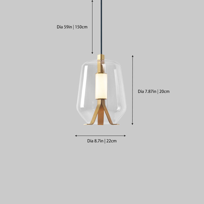 Nordic Glass Lampshade Chandelier with Brass Body