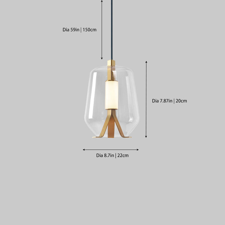 Nordic Glass Lampshade Chandelier with Brass Body