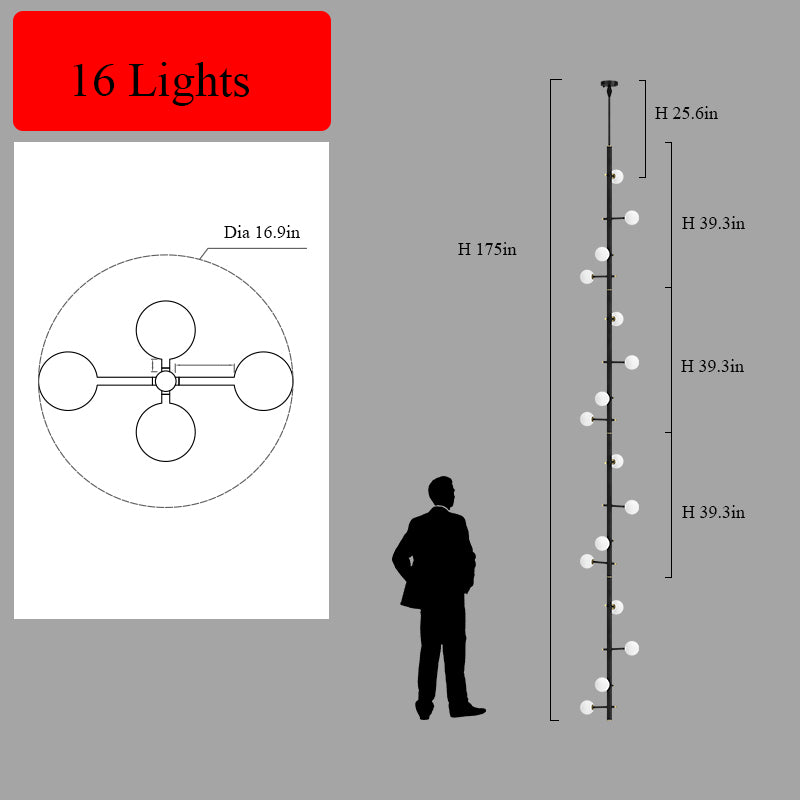 Mondrian Metal Tubular Chandelier Ceiling Light