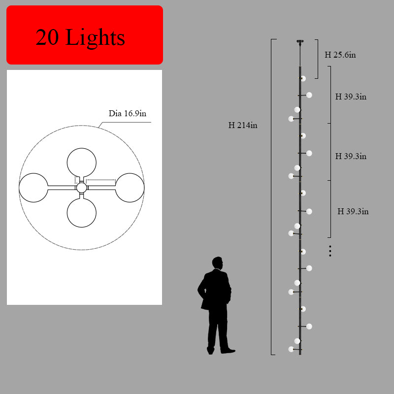 Mondrian Metal Tubular Chandelier Ceiling Light