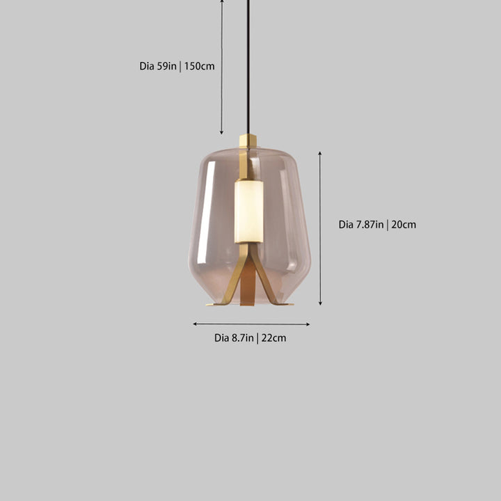 Nordic Glass Lampshade Chandelier with Brass Body
