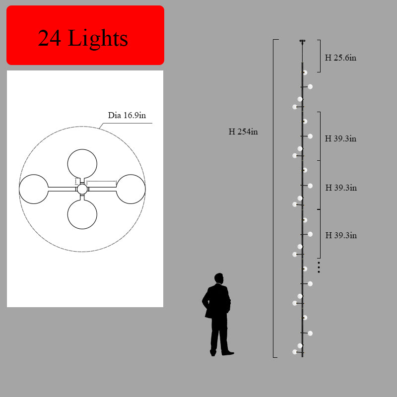 Mondrian Metal Tubular Chandelier Ceiling Light