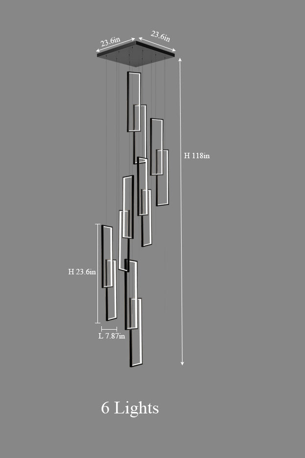 Modern Minimalist Rectangular Led Staircase Chandelier