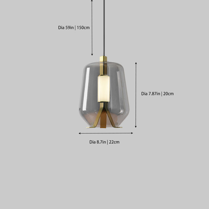 Nordic Glass Lampshade Chandelier with Brass Body