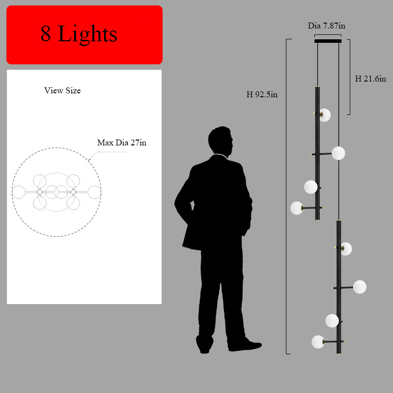 Mondrian Metal Tubular Chandelier Ceiling Light