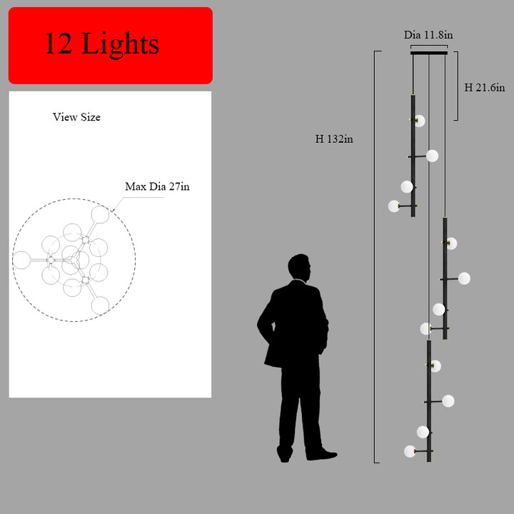Mondrian Metal Tubular Chandelier Ceiling Light