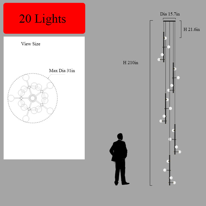 Mondrian Metal Tubular Chandelier Ceiling Light