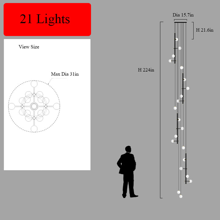 Mondrian Metal Tubular Chandelier Ceiling Light