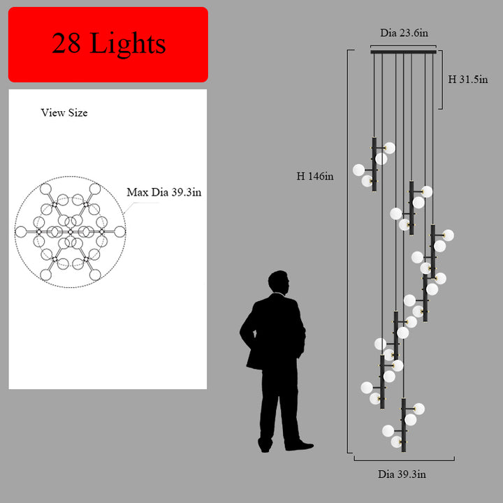 Mondrian Metal Tubular Chandelier Ceiling Light