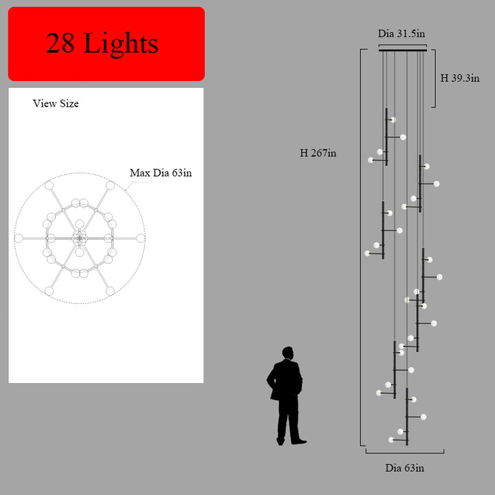 Mondrian Metal Tubular Chandelier Ceiling Light