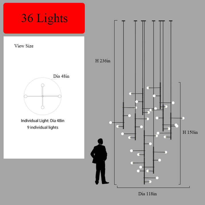 Mondrian Metal Tubular Chandelier Ceiling Light