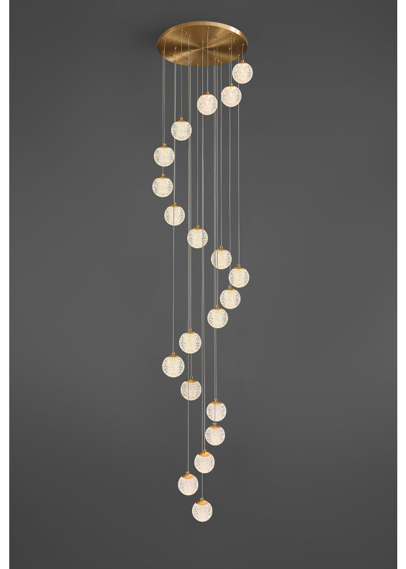 Large Sparkling Led Globes Chandelier For Floating Stair and Lobby Decor