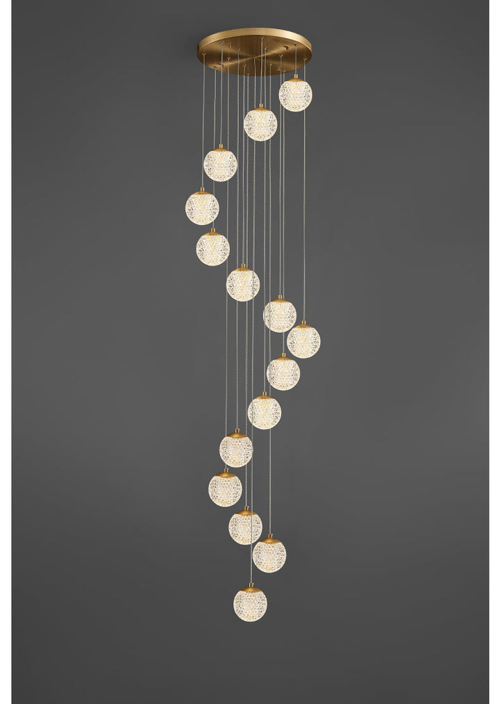 Large Sparkling Led Globes Chandelier For Floating Stair and Lobby Decor