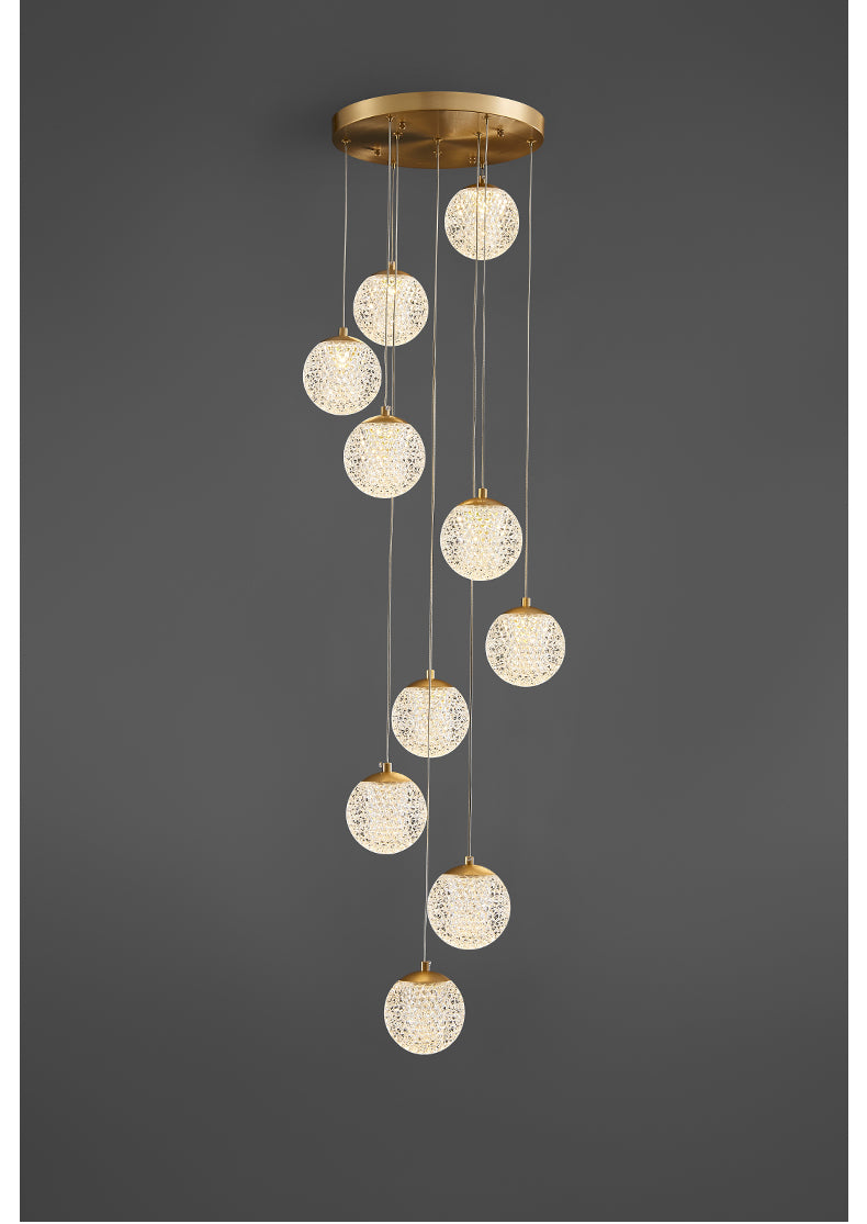 Large Sparkling Led Globes Chandelier For Floating Stair and Lobby Decor